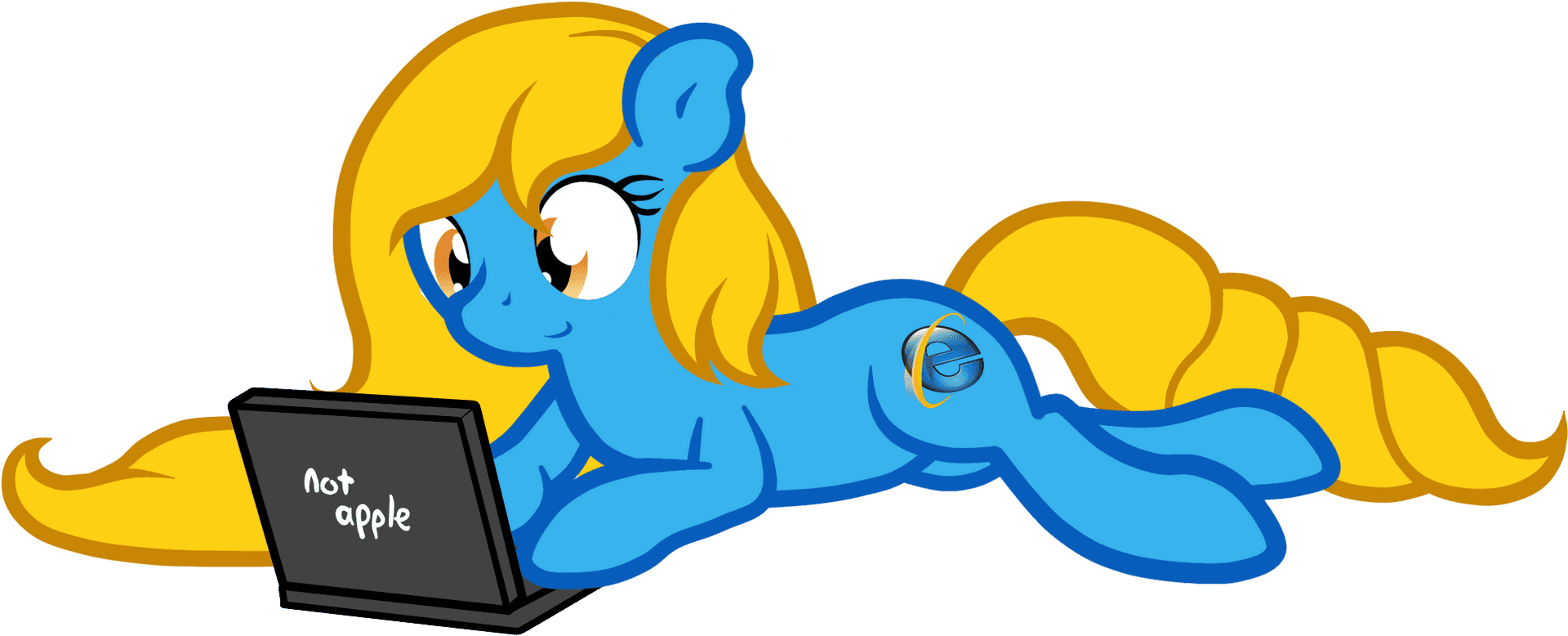 Animated Pony Using Laptop PNG Image