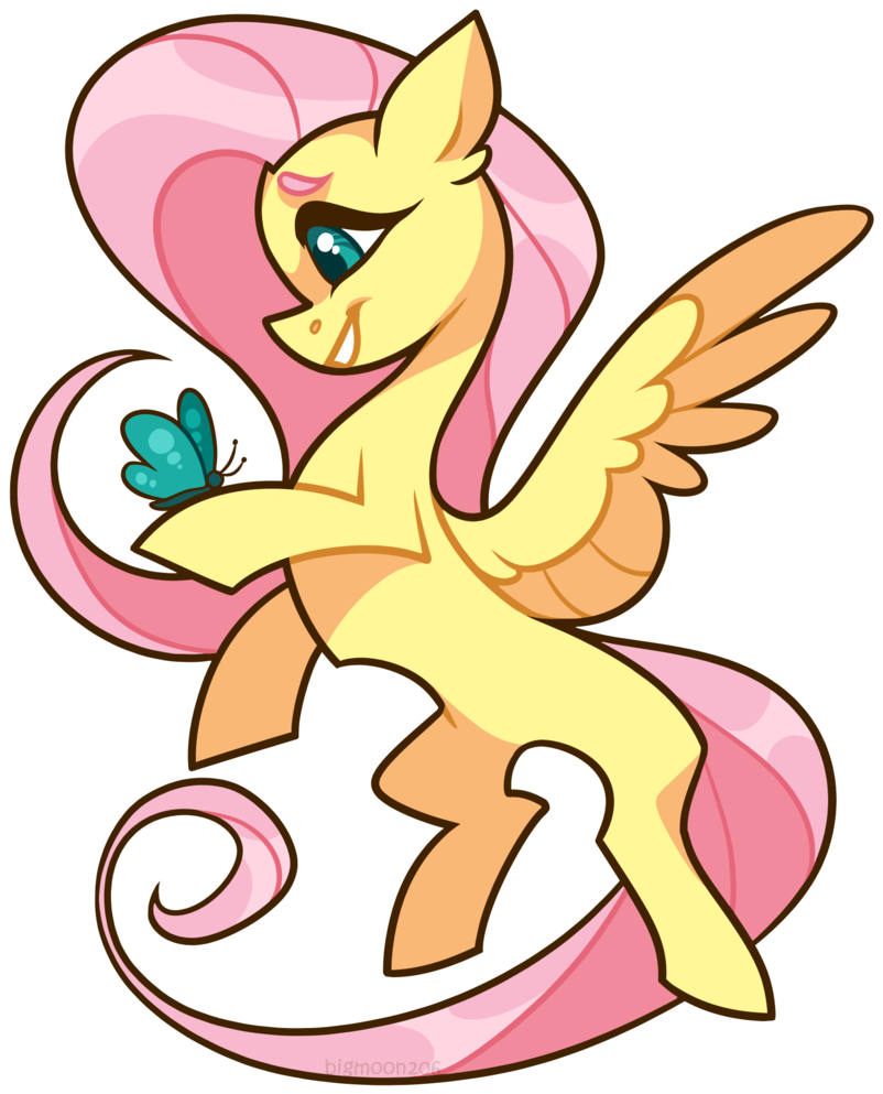 Animated Ponywith Butterfly_ Vector Art PNG Image