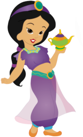 Animated Princess Holding Magic Lamp PNG Image