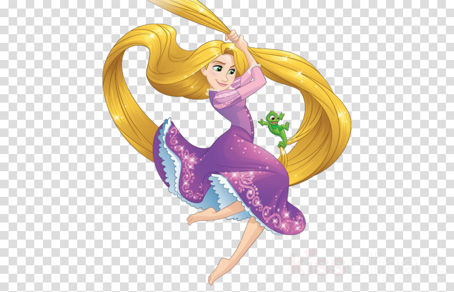 Animated Princess With Golden Hairand Chameleon PNG Image