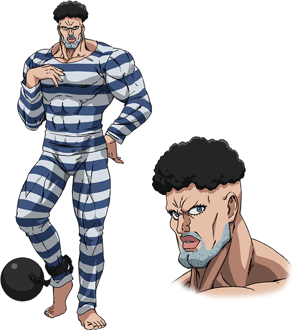 Animated Prisonerin Striped Uniform PNG Image