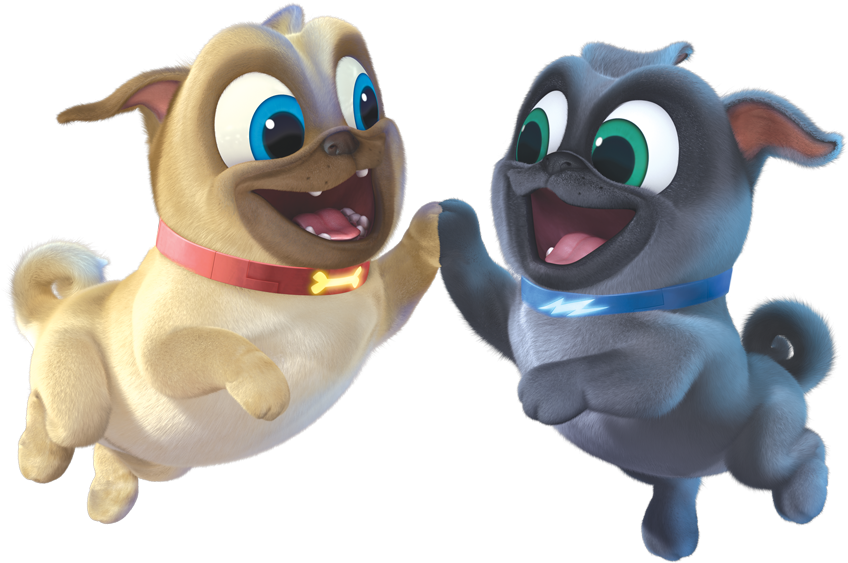 Animated Puppies Friendly Encounter PNG Image