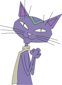 Animated Purple Cat Character PNG Image