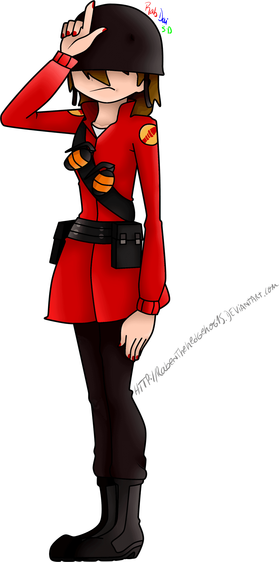 Animated Red Uniform Soldier Salute PNG Image