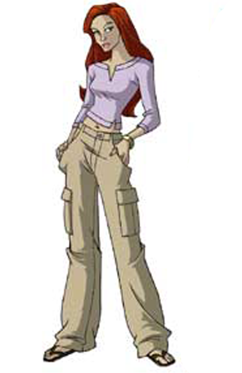 Animated Redhead Character Casual Outfit.png PNG Image