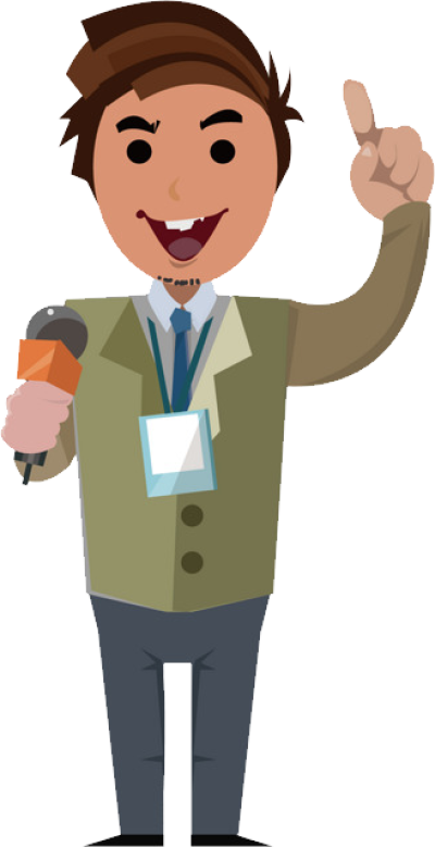 Animated Reporter Raising Finger PNG Image