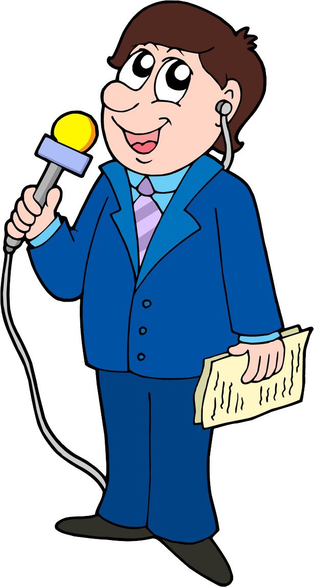 Animated Reporter With Microphone PNG Image