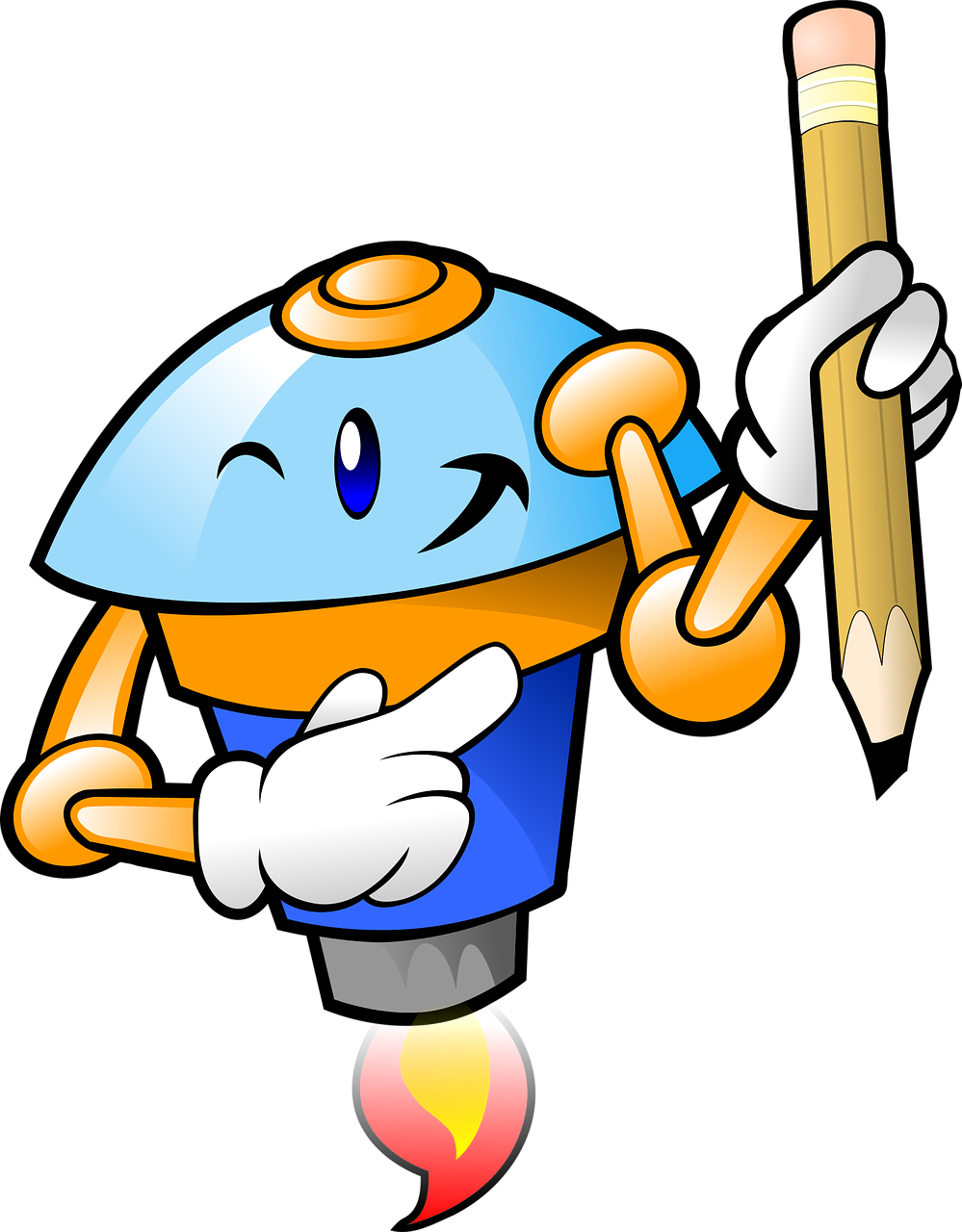 Animated Robot Holding Pencil PNG Image