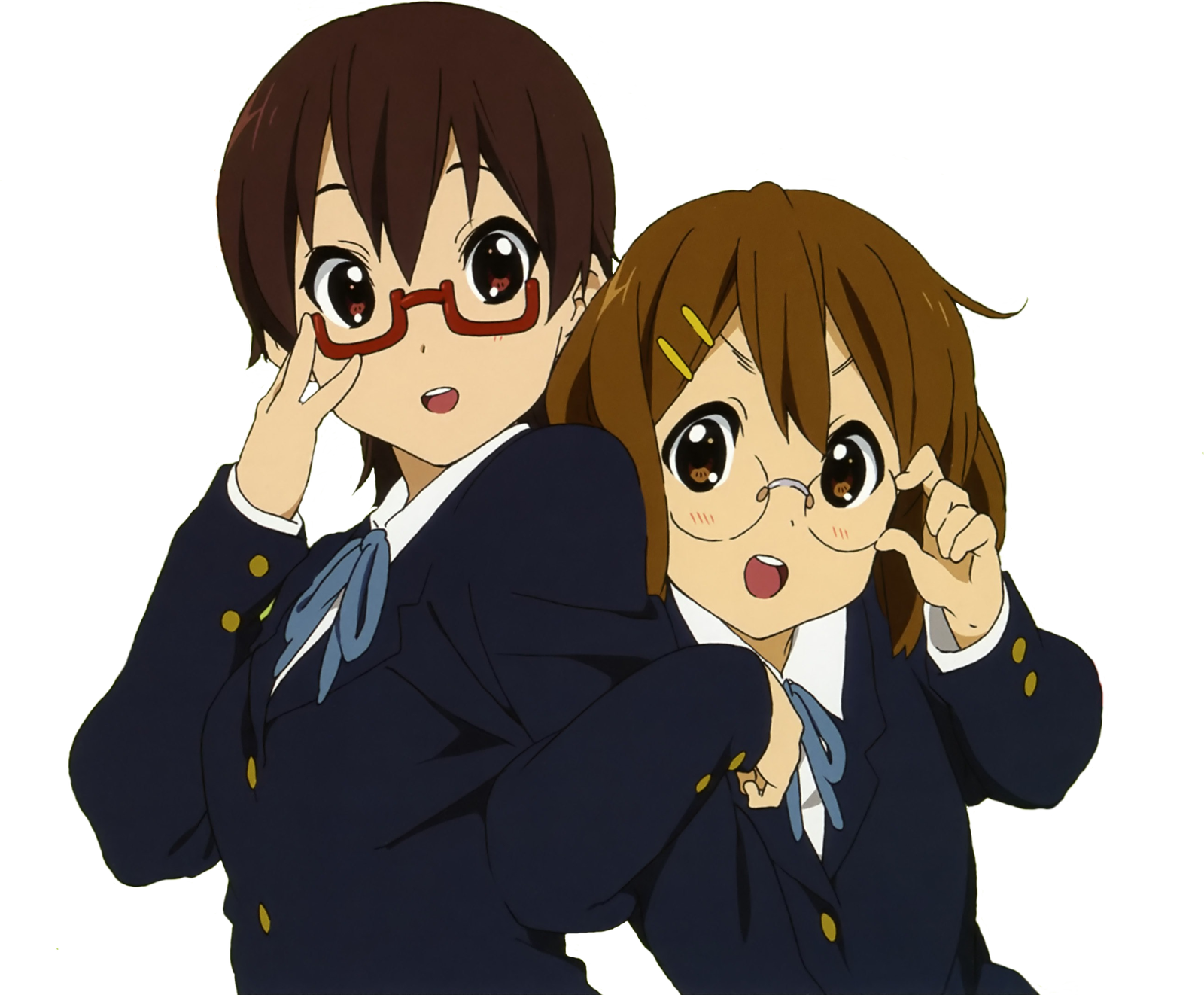 Animated Schoolgirls Adjusting Glasses PNG Image