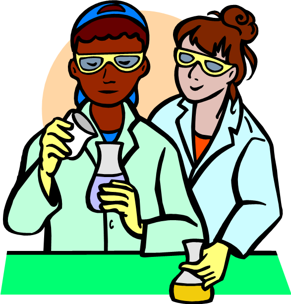 Animated Scientists Conducting Experiment PNG Image