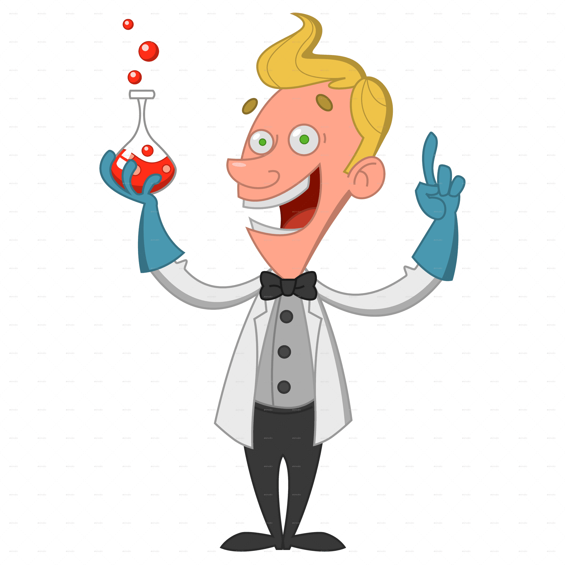 Animated Scientistwith Beaker PNG Image