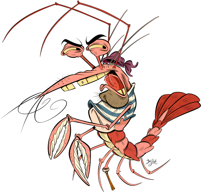 Animated Shrimp Character Illustration PNG Image