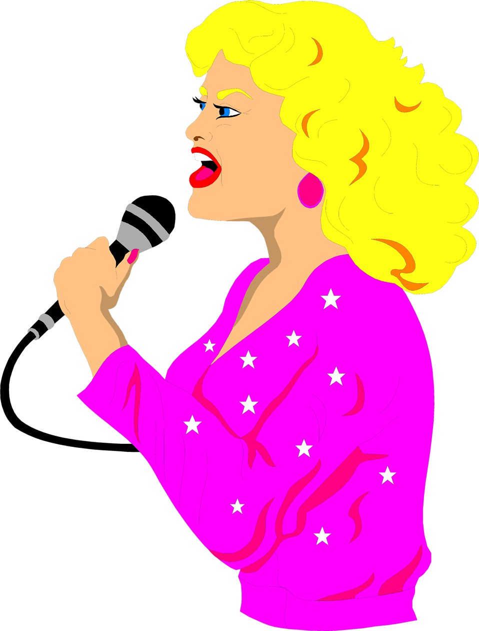 Animated Singer With Microphone PNG Image