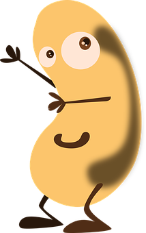 Animated Smiling Bean Character PNG Image