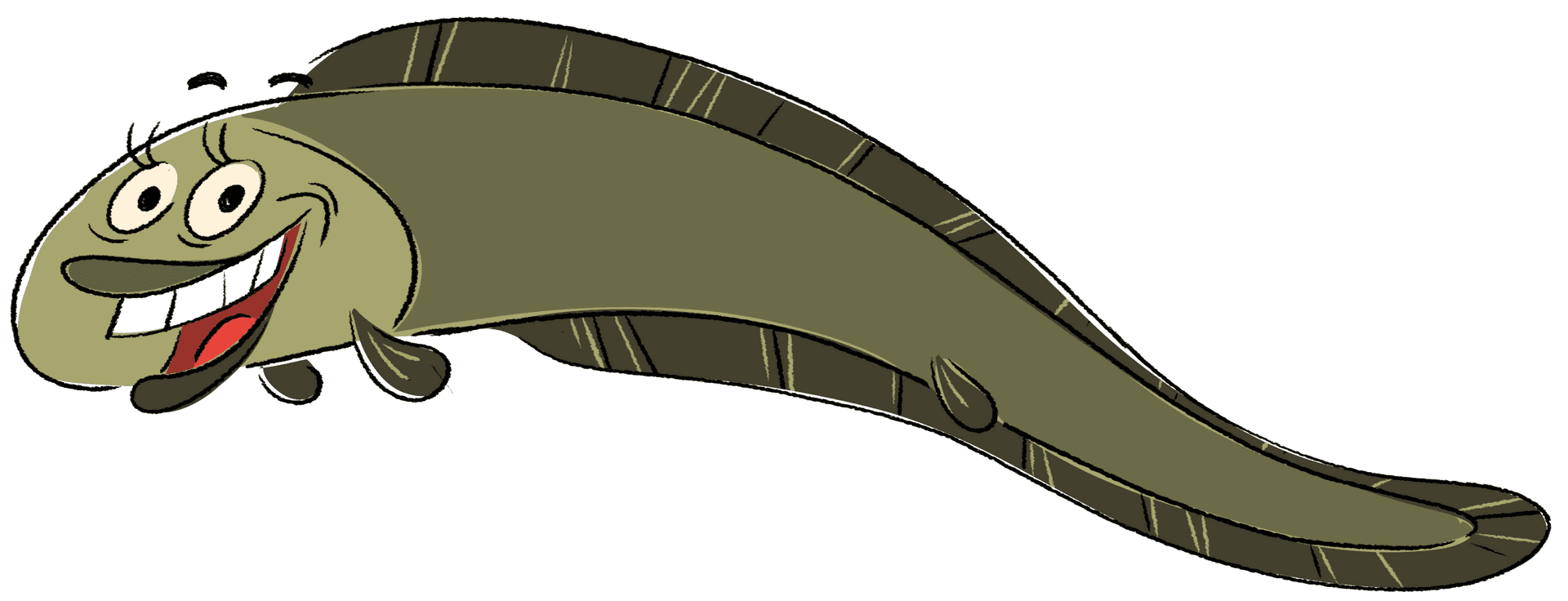 Animated Smiling Eel Cartoon Character PNG Image