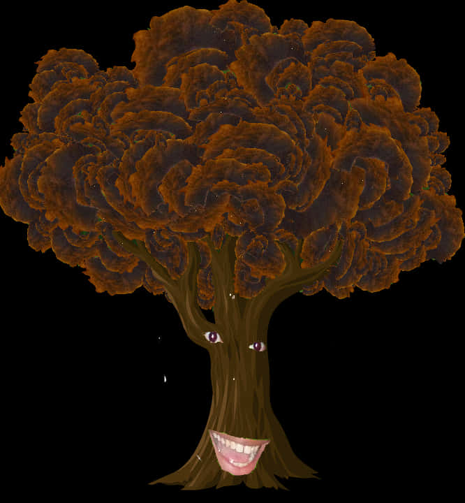 Animated Smiling Tree Character PNG Image