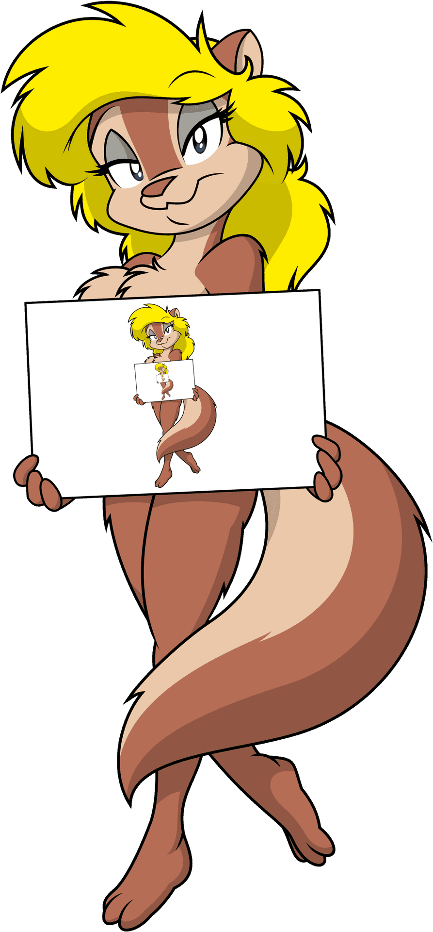 Animated Squirrel Character Holding Sign PNG Image