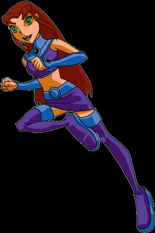 Animated Starfire Action Pose PNG Image