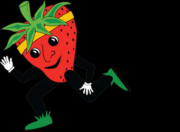 Animated Strawberry Character Running PNG Image