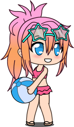 Animated Summer Beach Ball Girl PNG Image