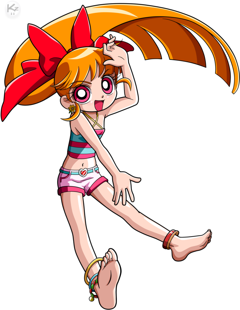 Animated Summer Fun Blossom Powerpuff Girls PNG Image