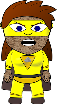 Animated Superhero Character Yellow Costume PNG Image