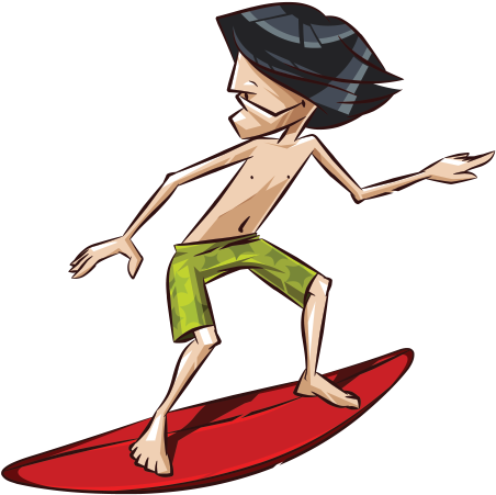 Animated Surfer Catching Waves.png PNG Image