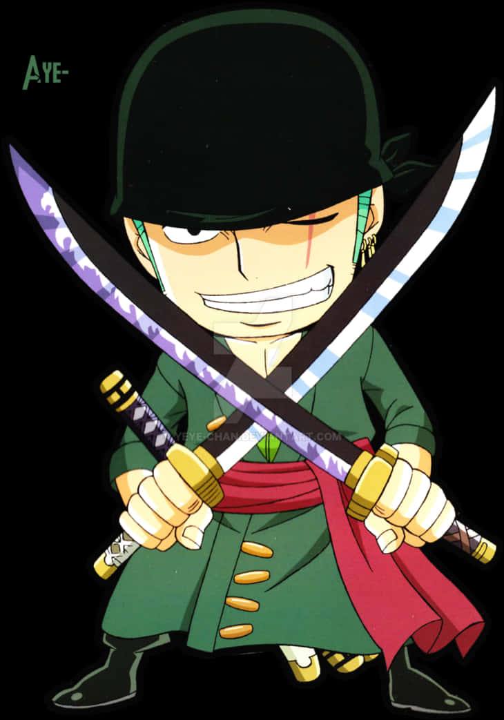 Animated Swordsman Zorowith Hat PNG Image