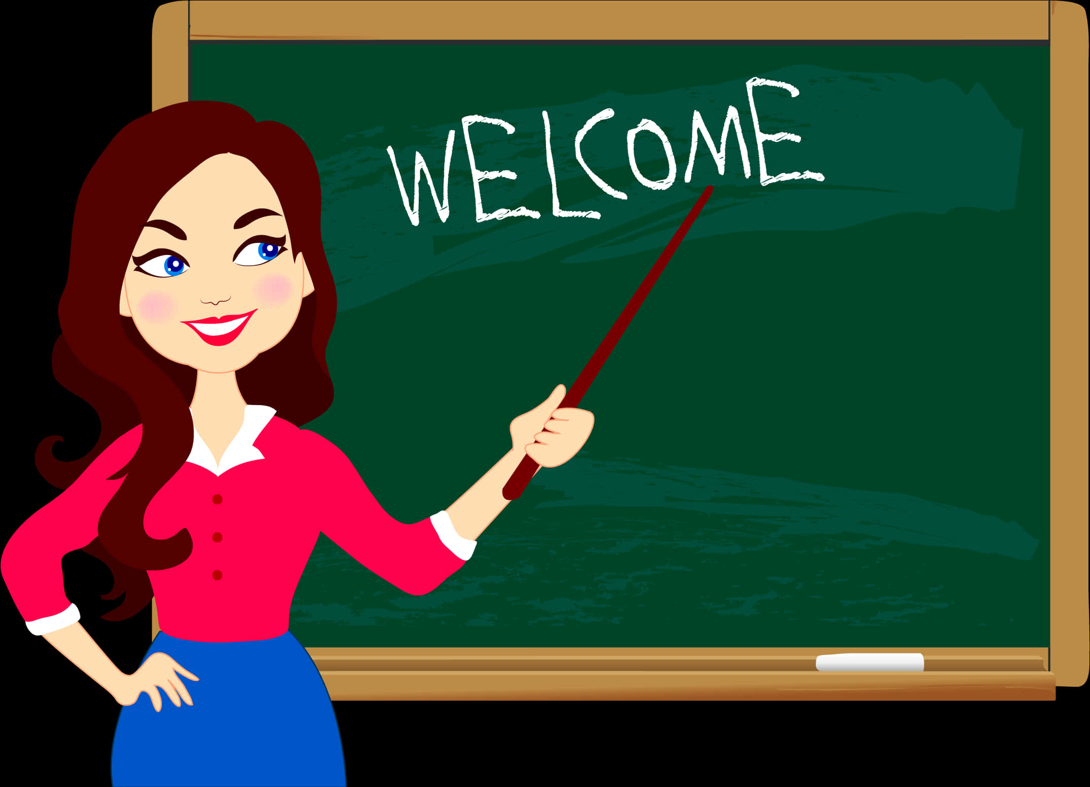 Animated Teacher Welcome Chalkboard PNG Image