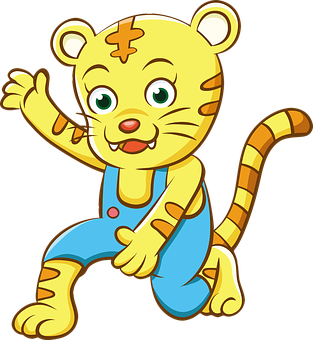 Animated_ Tiger_ Character_ Greeting PNG Image