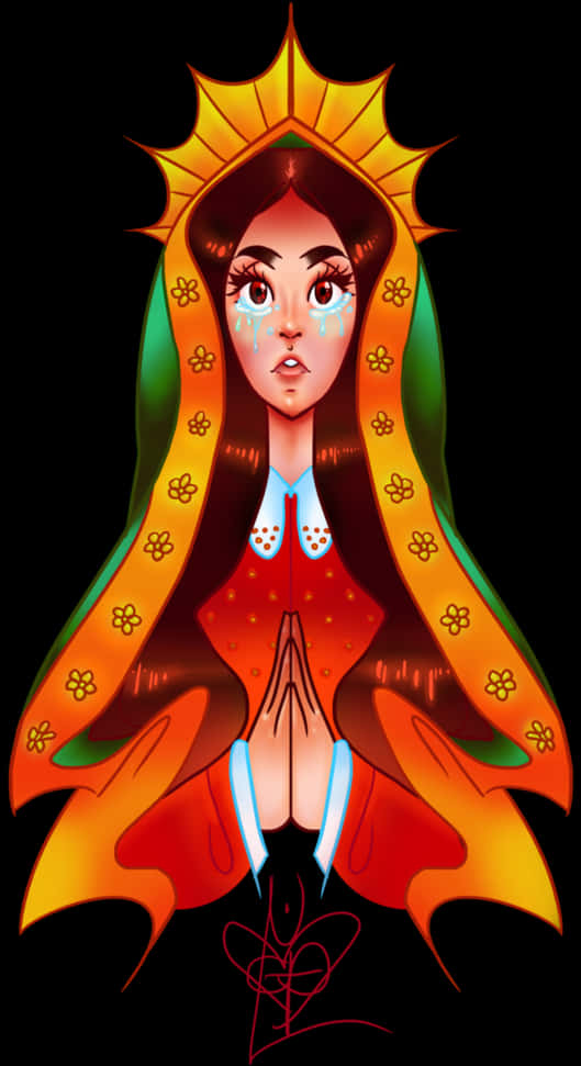 Animated Virgen De Guadalupe Artwork PNG Image