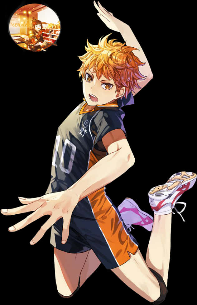 Animated Volleyball Player Action Pose PNG Image