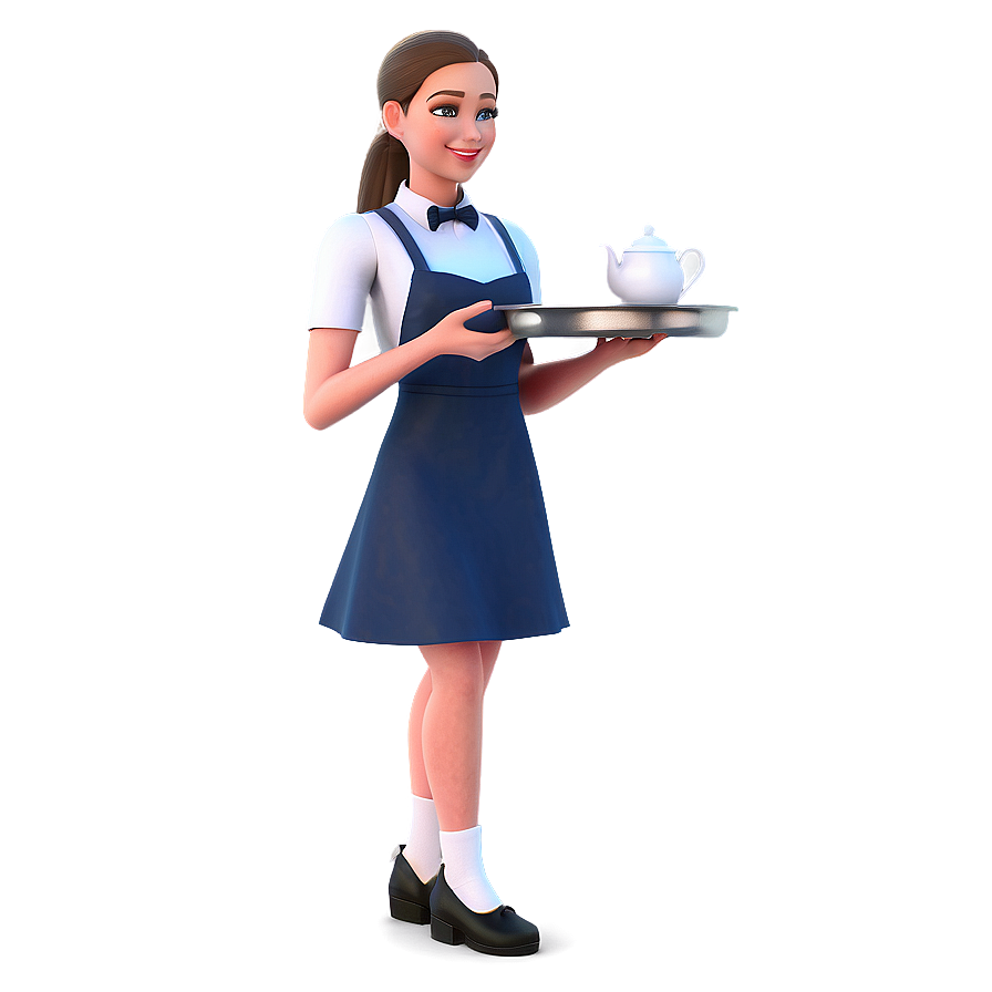 Animated Waitress Character Png Pxy PNG Image