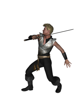 Animated Warrior Action Pose PNG Image