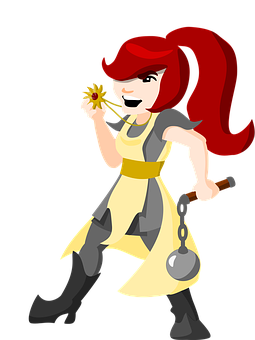 Animated Warrior Womanwith Magic Wandand Flail PNG Image