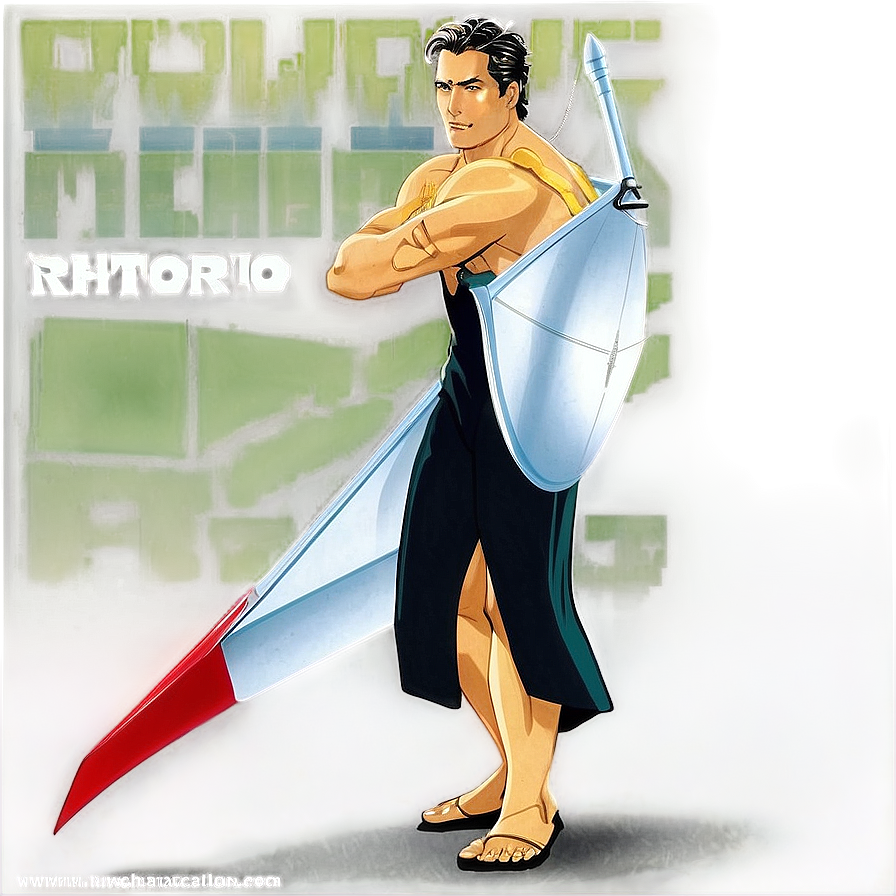 Animated Warriorwith Shieldand Sword PNG Image