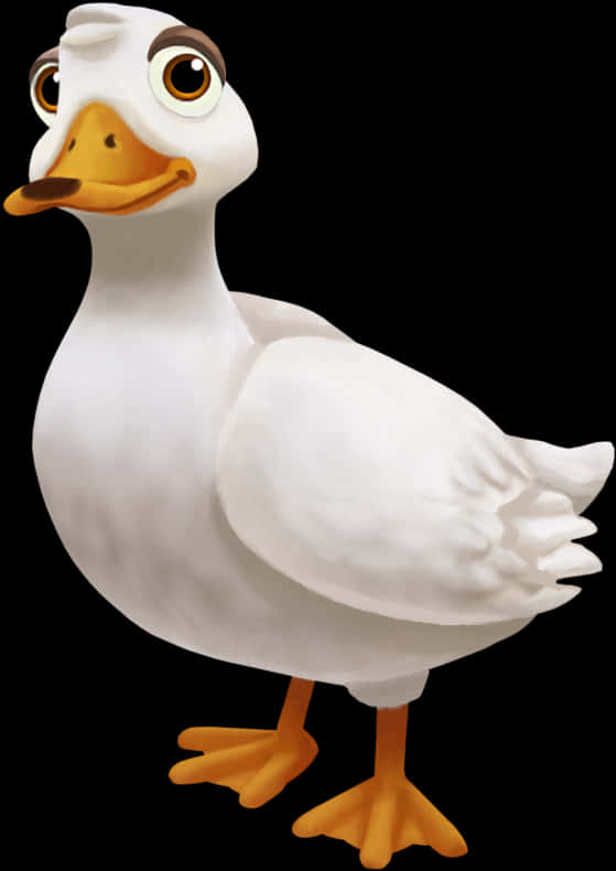 Animated White Duck Character PNG Image