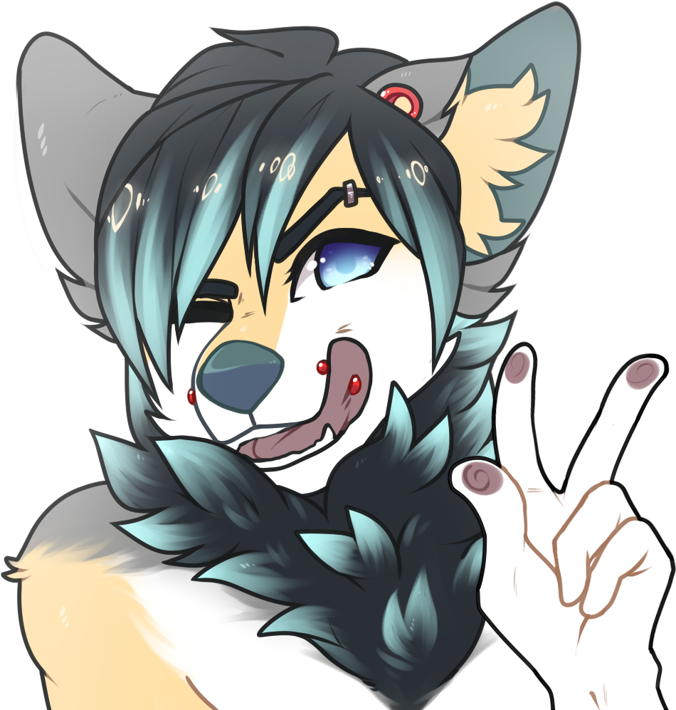 Animated Wolf Characterwith Piercings PNG Image