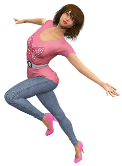 Animated Woman Dancing Pose PNG Image