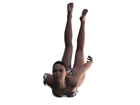 Animated Woman Diving Pose PNG Image