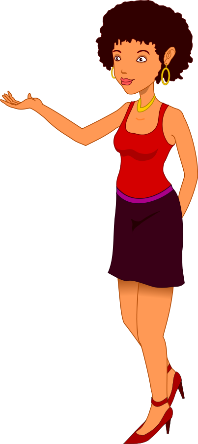 Animated Woman Presenting Something PNG Image