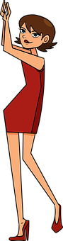 Animated Womanin Red Dress PNG Image