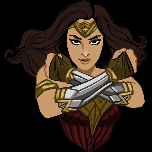 Animated Wonder Woman Crossed Arms PNG Image