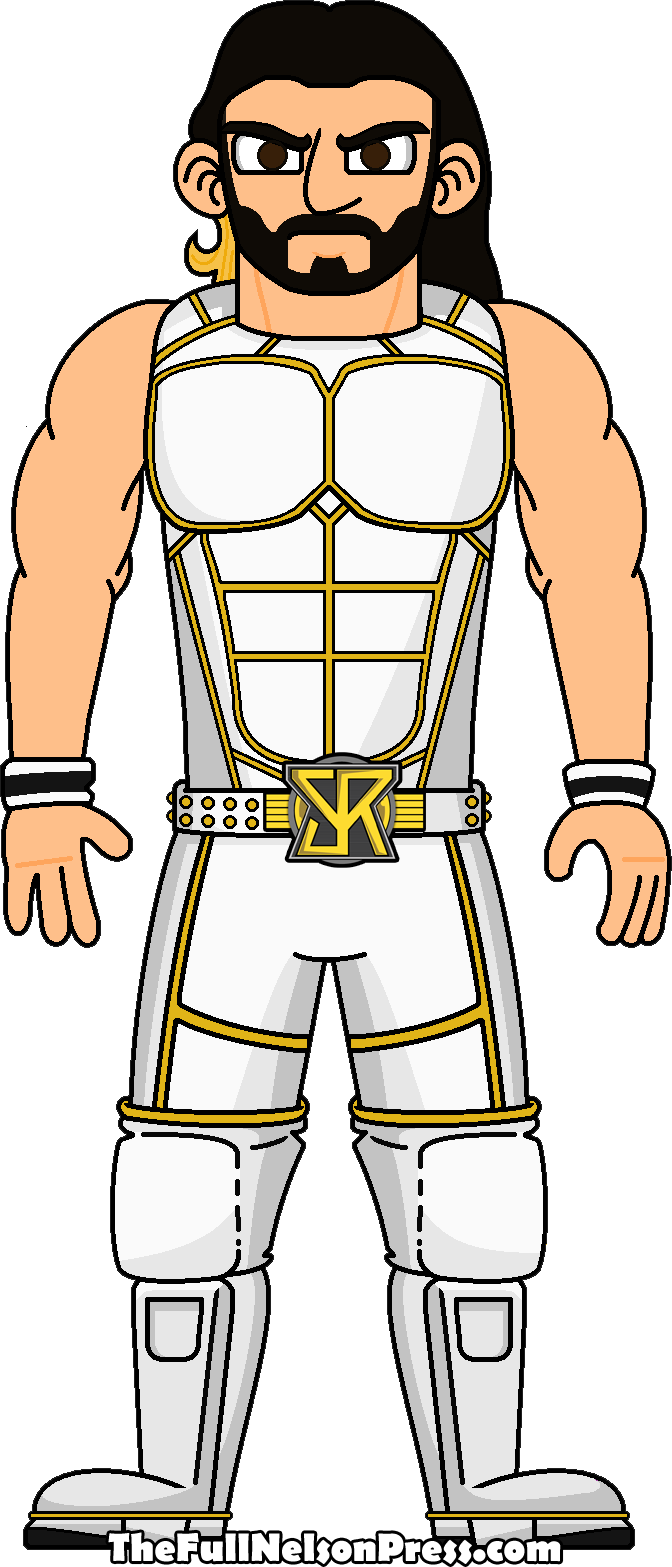 Animated Wrestlerin Whiteand Gold Attire PNG Image