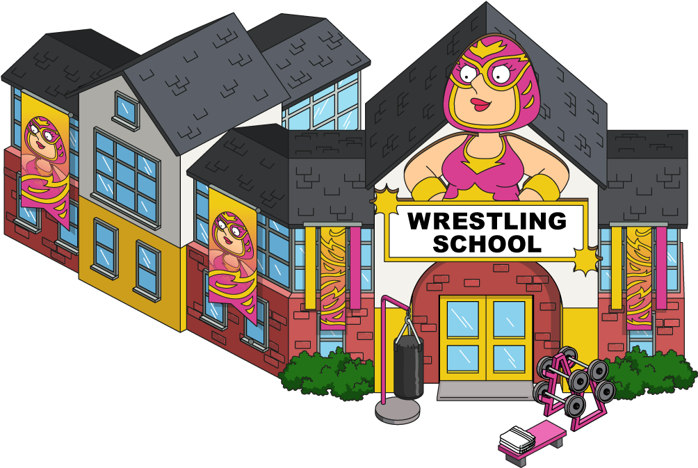 Animated Wrestling School Facade PNG Image