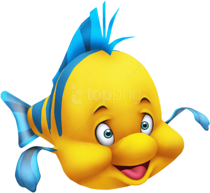 Animated Yellow Blue Fish Character PNG Image