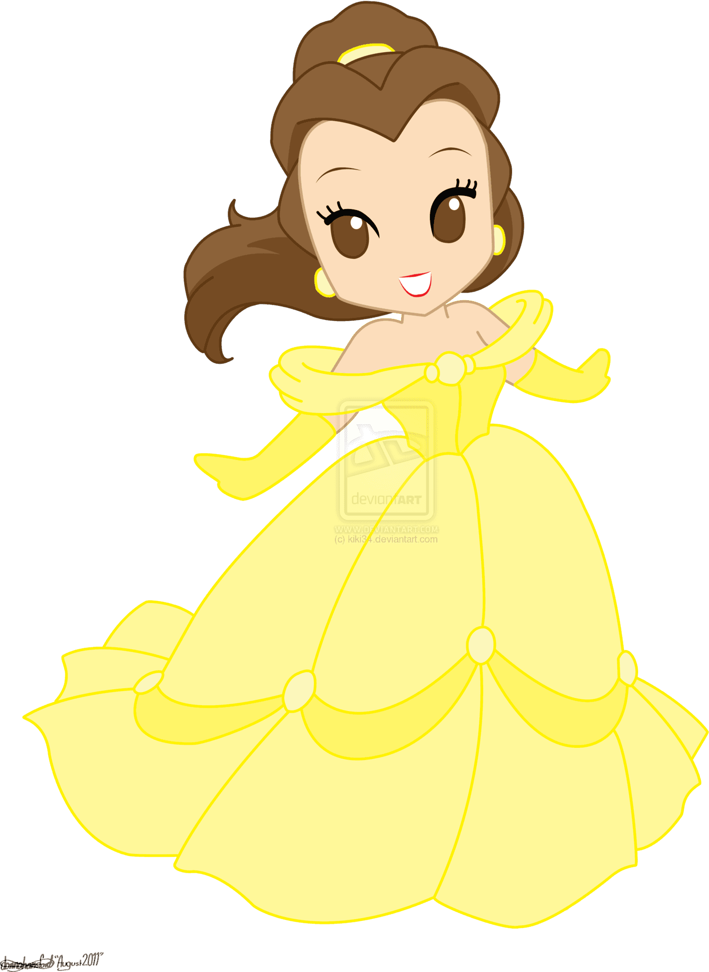 Animated Yellow Gown Princess PNG Image