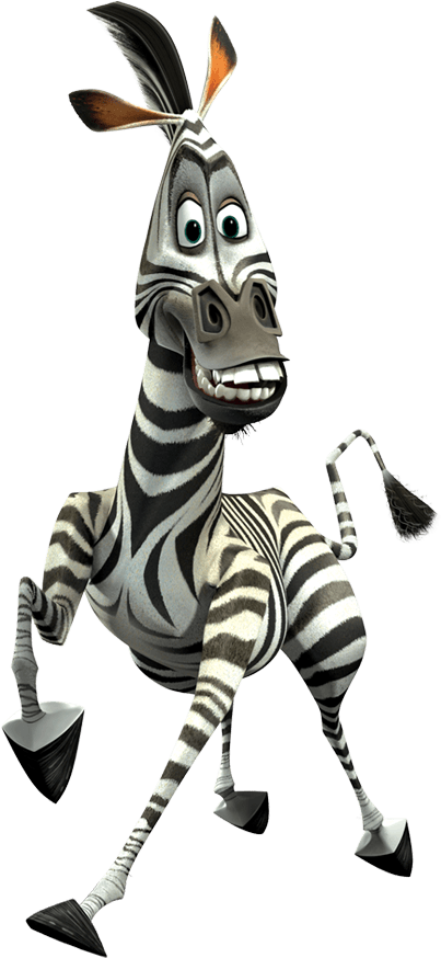 Animated Zebra Character Madagascar PNG Image