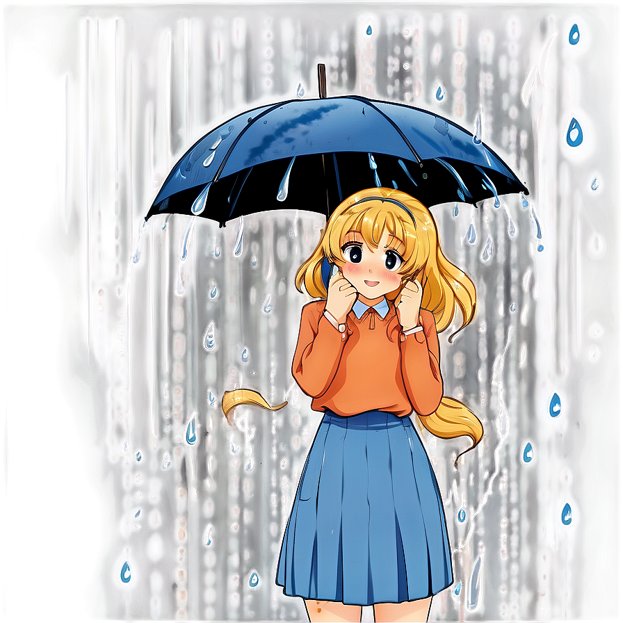 Anime Blush In Rain Png Ldh4 PNG Image