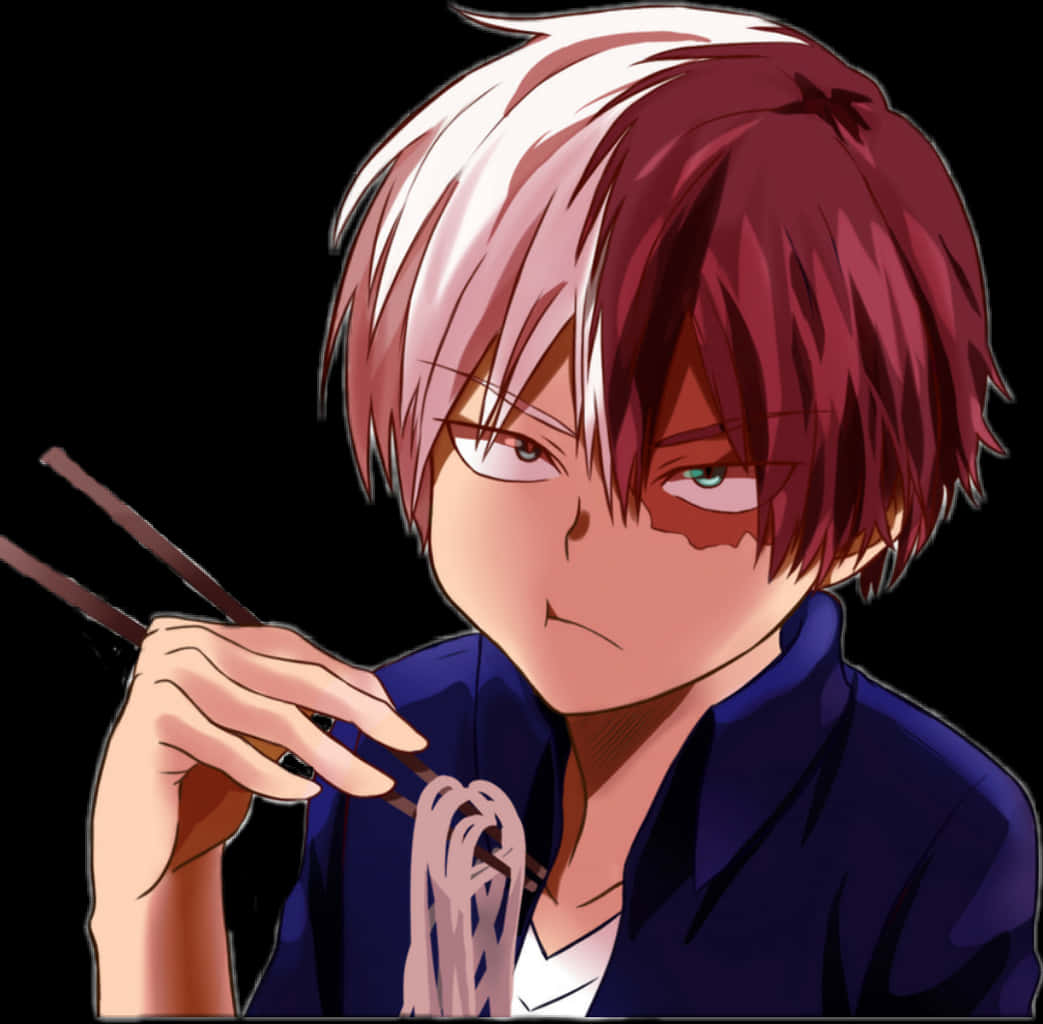 Anime Boy Eating Noodles PNG Image